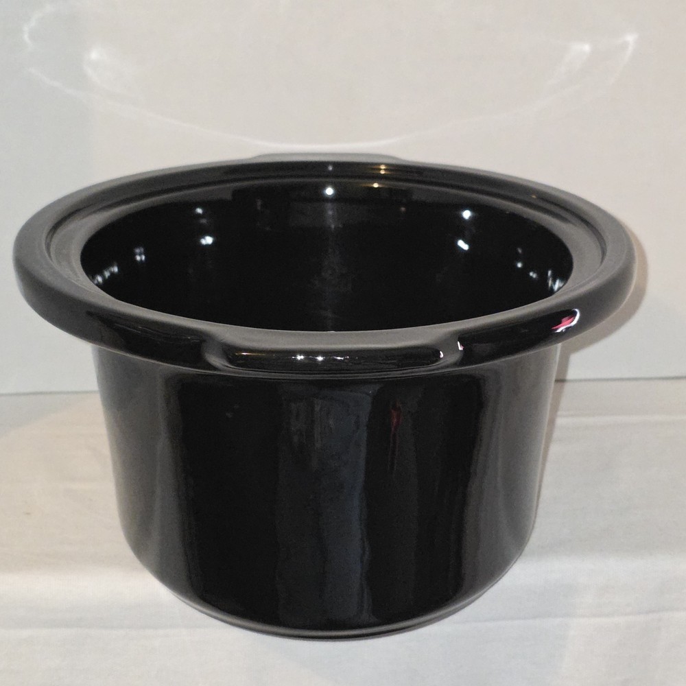 Unmarked Black Ceramic Stoneware Replacement Liner For An Oval Slow Cooker