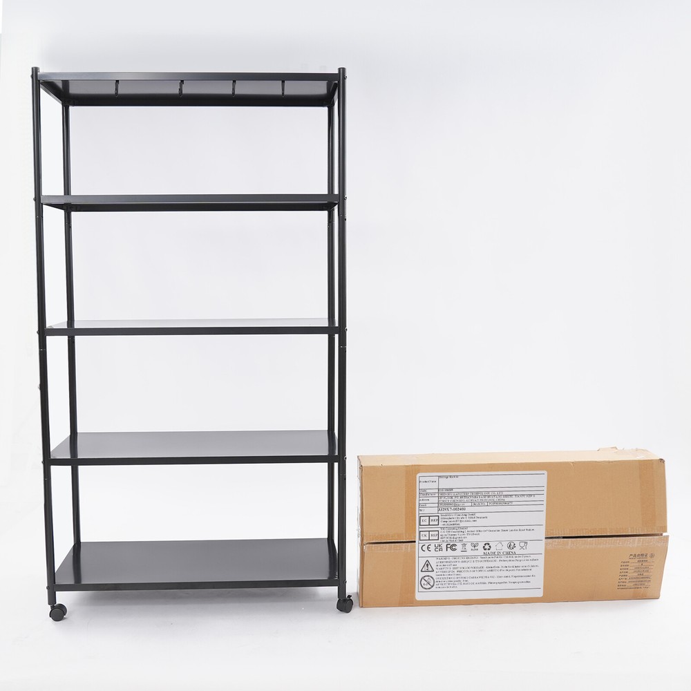Adjustable Kitchen Storage Rack with Wheels, Storage Rack, 5 Tier Storage Rack
