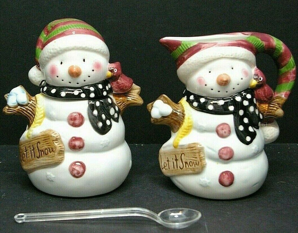 Home Trends, Ceramic Snowmen Sugar & Creamer Set