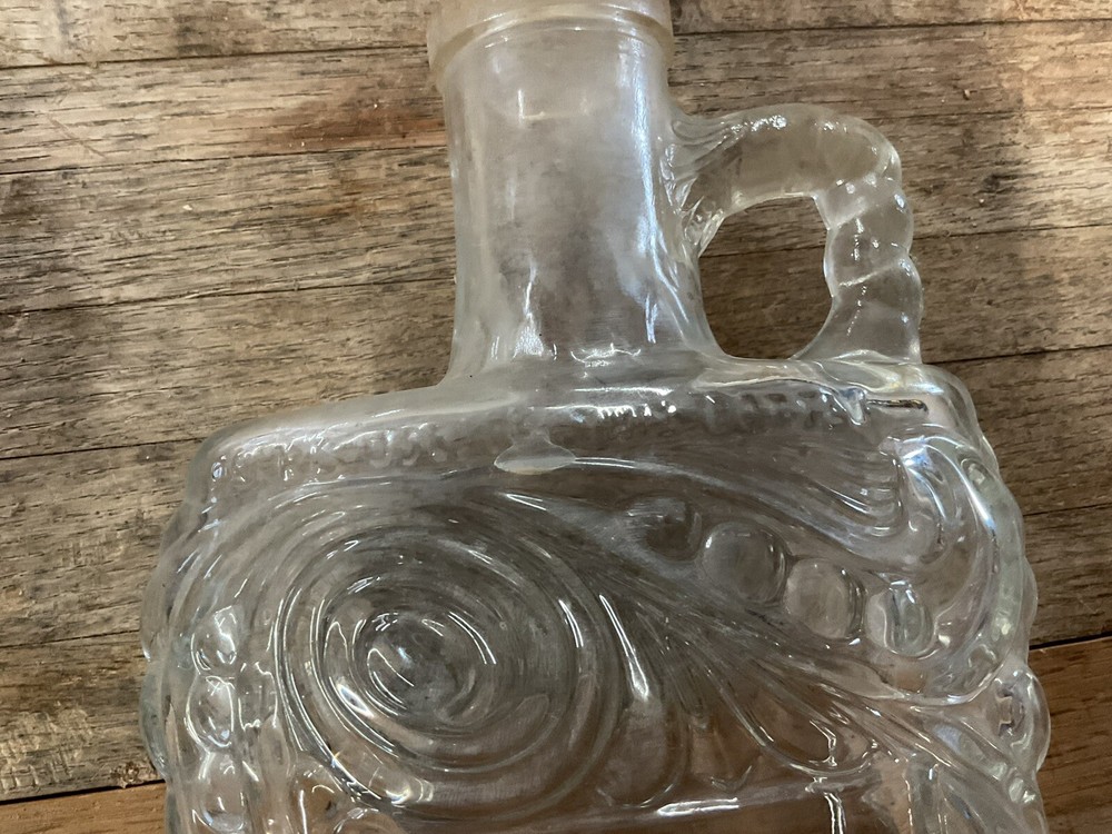 Vintage Etched Glass Liquor Bottle With Handle