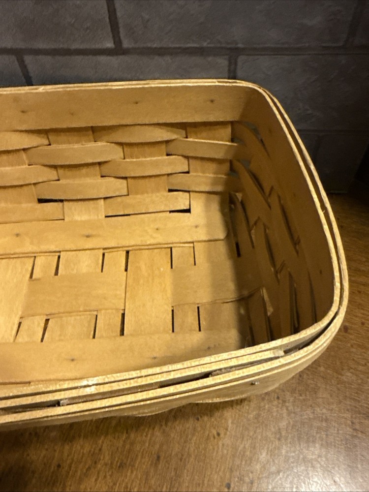 2002 LONGABERGER Signed Bread Basket 14” X 7” GREAT For Cheese & Crackers
