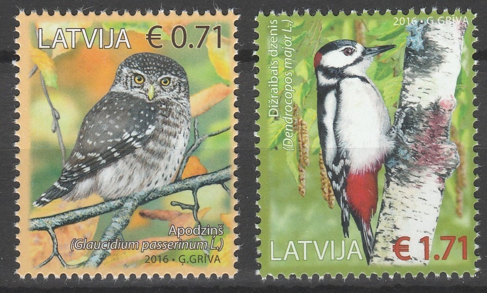 Latvia 2016 Birds, Owls 2 MNH stamps