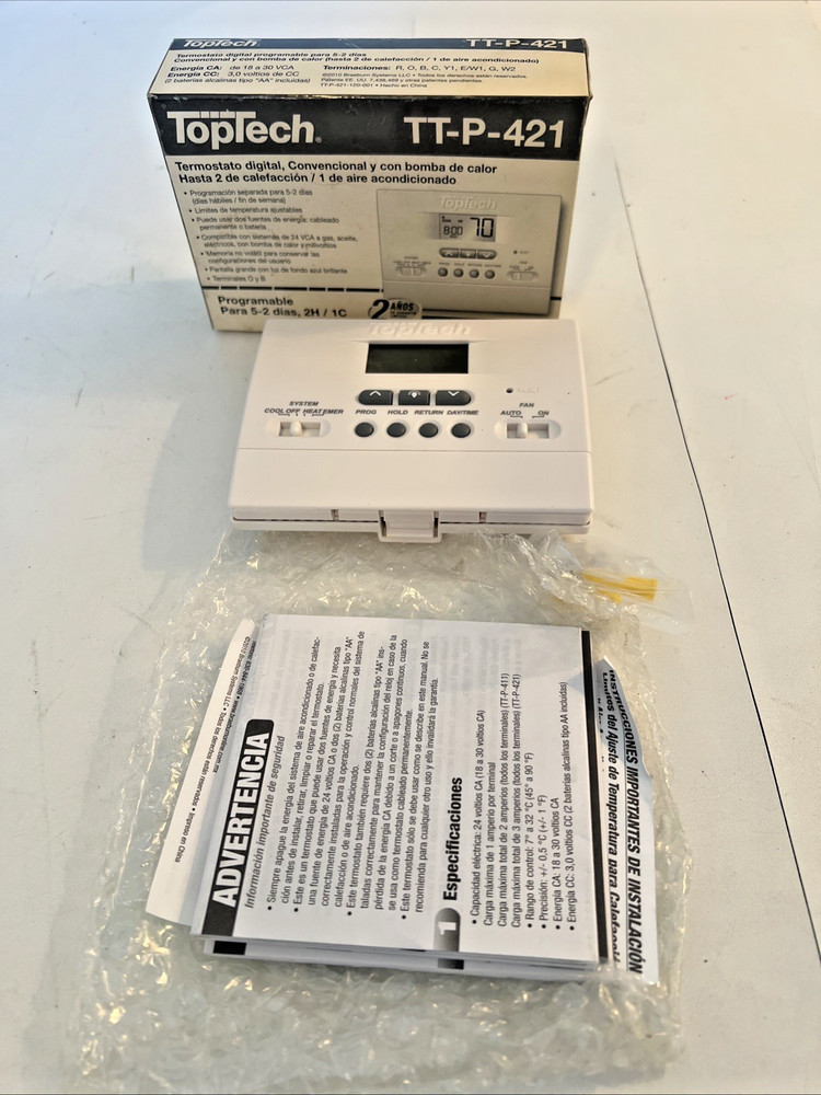 Top Tech TT-N-421 Thermostat Single Stage Digital Programmable