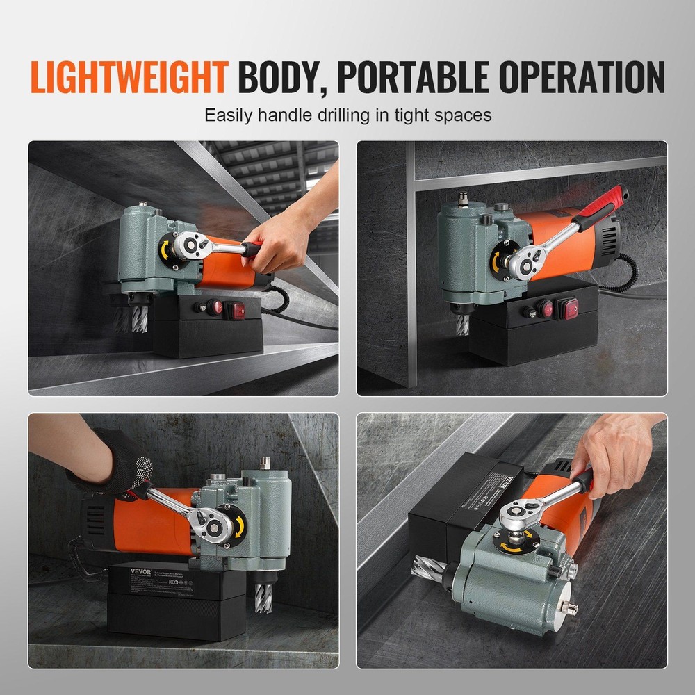 1300W Low Profile Magnetic Drill Press & Portable Light Weight