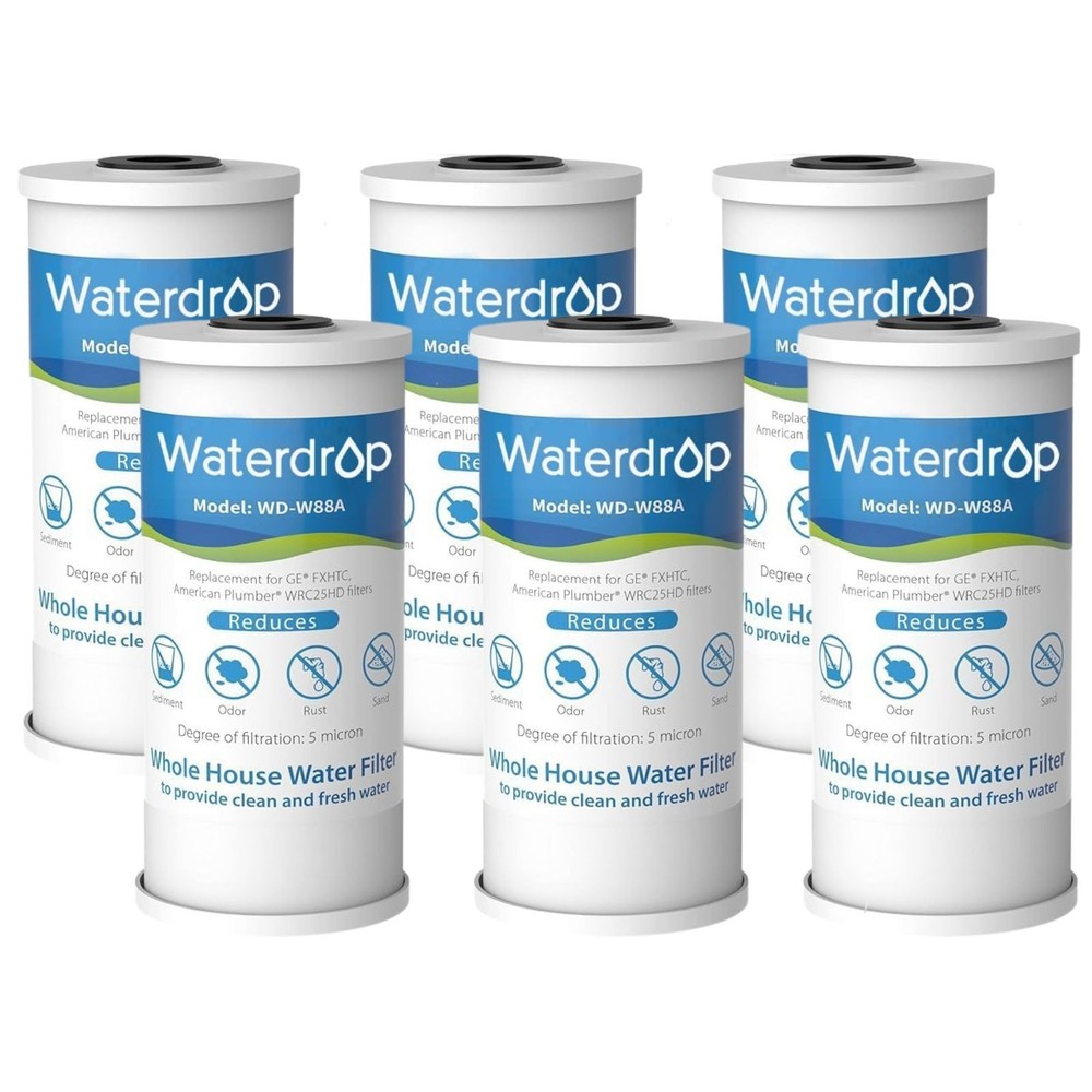 Waterdrop FXHTC Whole House Carbon Water Filter, Replacement for GE® FXHTC, (6)