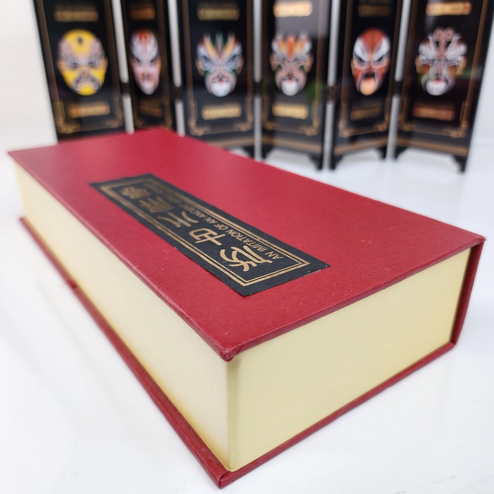 Chinese Folding Screen Peking Opera Makeup Mini Panel Black Lacquer 9x18 w Box