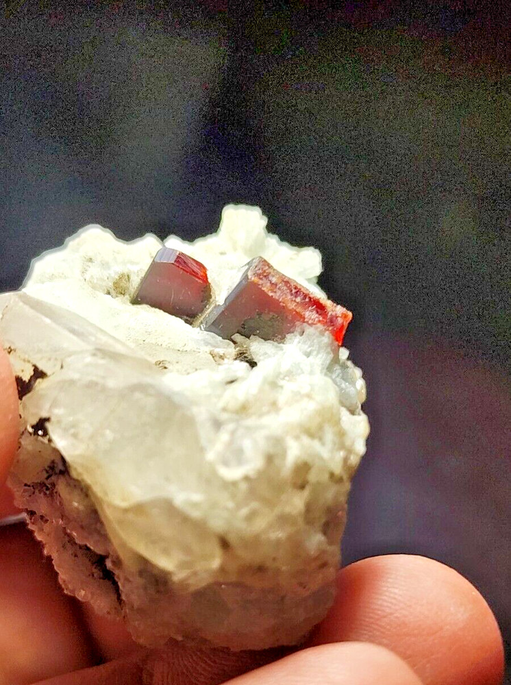 Rare Tantalite Crystal on Quartz with Albite
