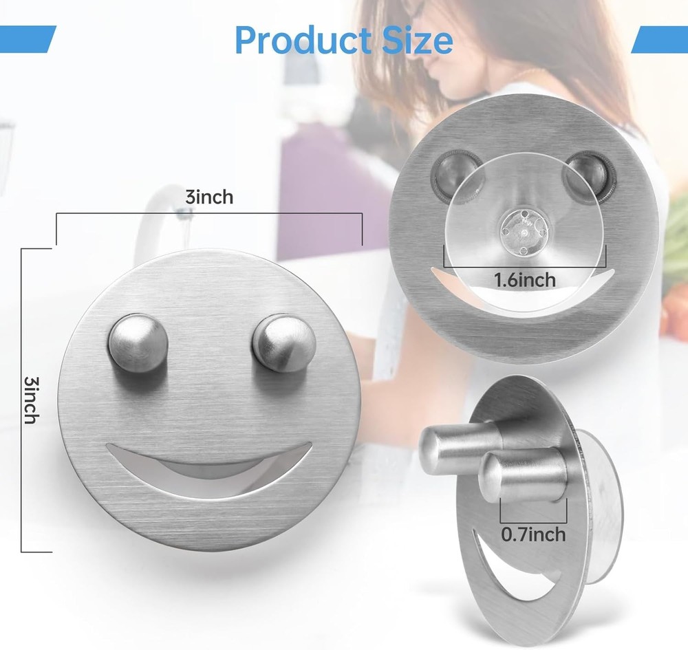 Stainless Steel Smiley Face Sponge Daddy Holder, Brushed normal, Silver