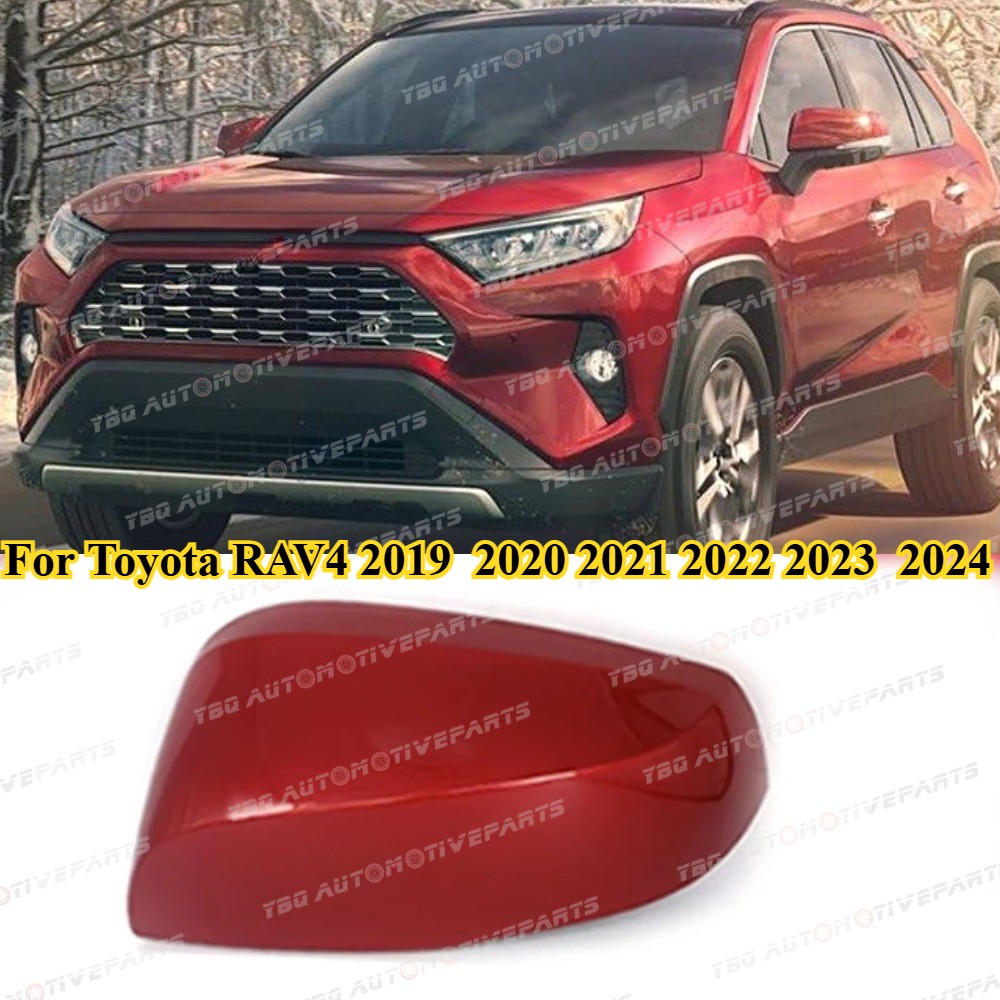 Red Left Side Mirror Cover Cap for TOYOTA RAV4 2019-2024 OUTER Driver Shell View