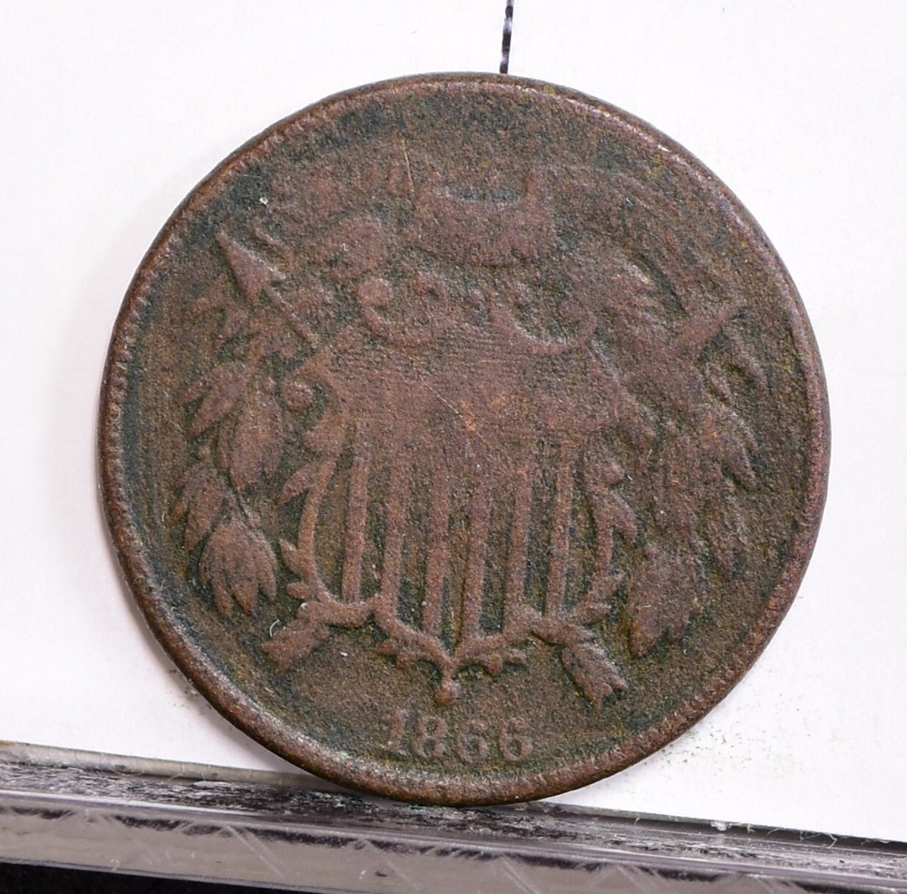 1866 Two Cent Piece - Good Details, Rough Surface (#56780-J)