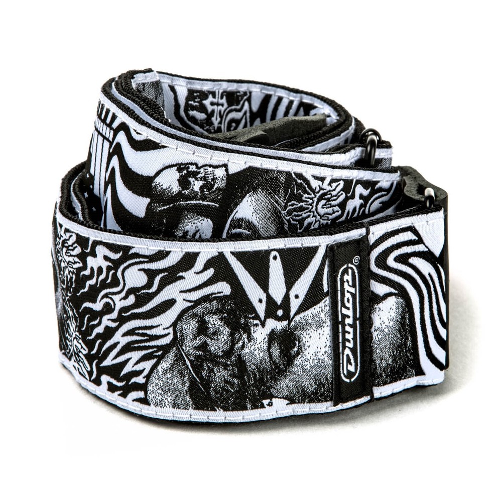 Dunlop ILD04 ILOVEDUST Black and White Skulls Strap