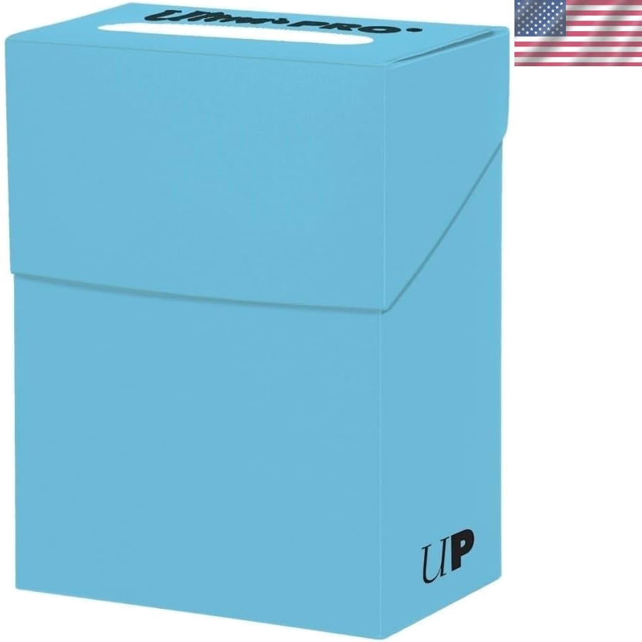 Stylish Light Blue Deck Box: Water-Resistant Card Storage with 6 Compartments