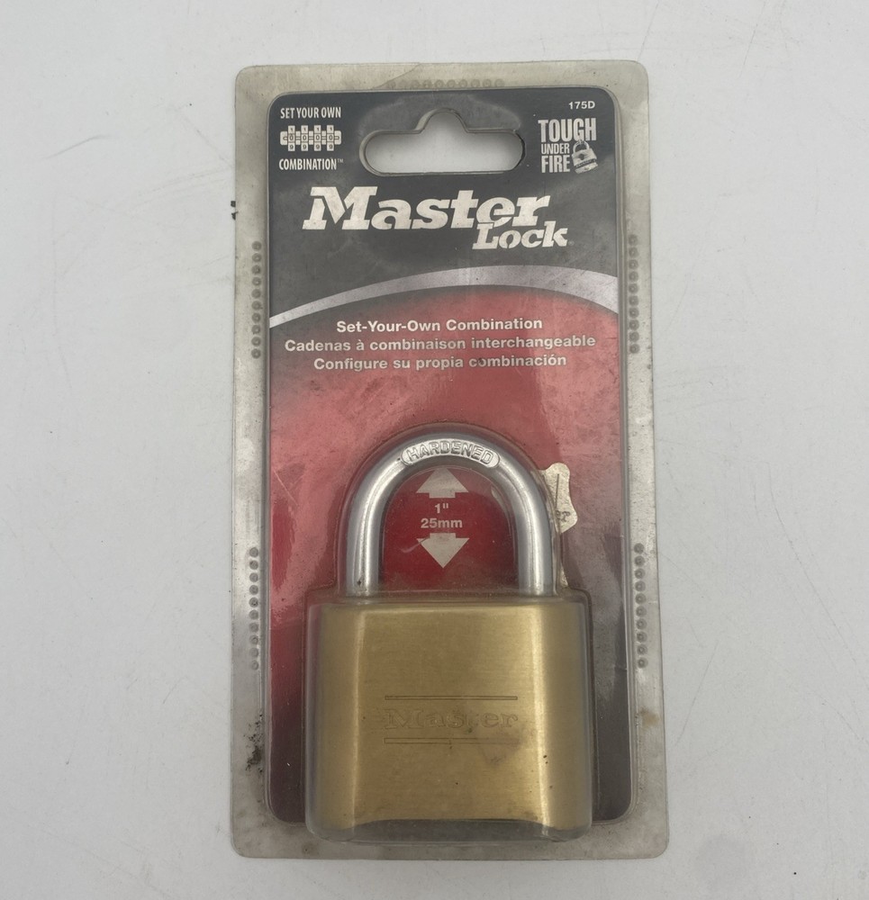 NEW Master Lock Resettable Combination Padlock 2" wide Brass 175D