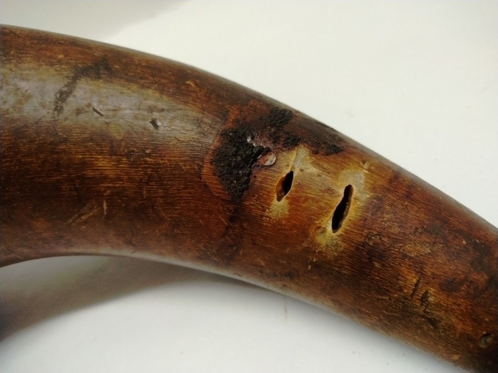 Antique Gun Powder Horn For Muzzle Loader Rifle War Era