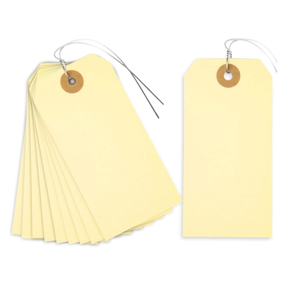 Tags with Metal Wire Attached, 120 PCS Blank Manila Pricing Tags for Labeling, E