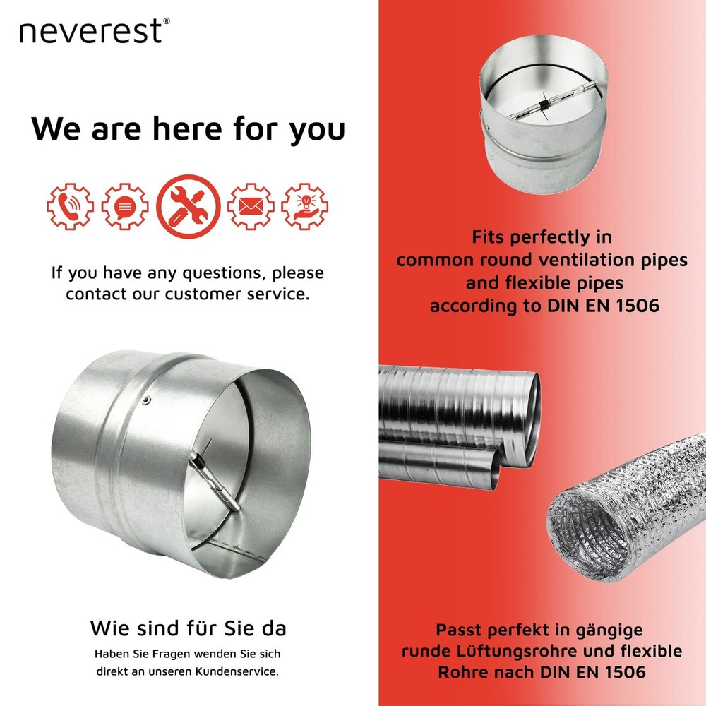 neverest® RK 5" Professional Backdraft Shutter Damper Connector Duct Fits O