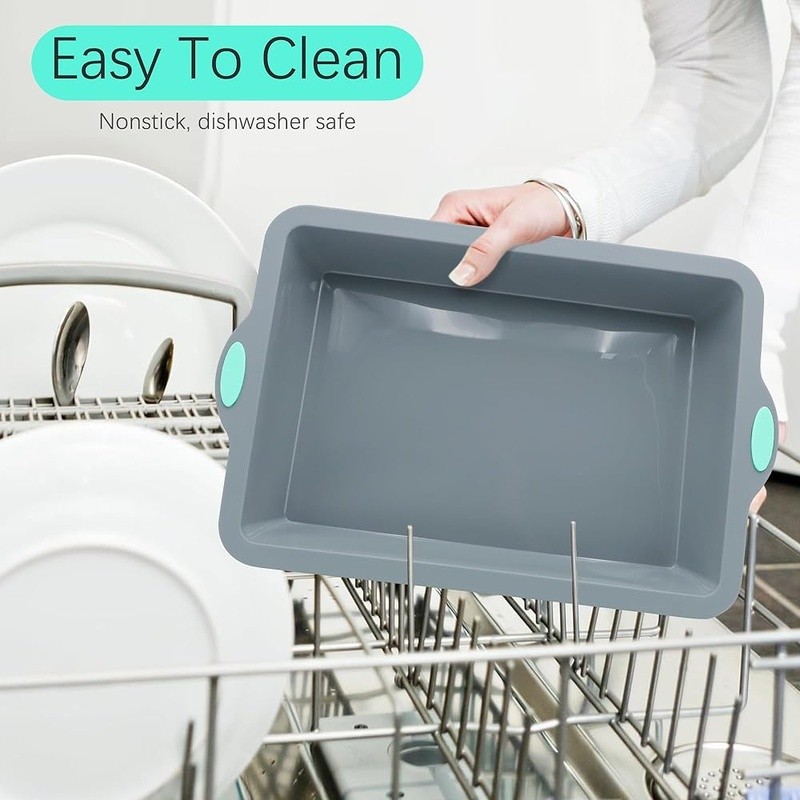 4 Pieces Nonstick Bakeware Set with Baking Pans Silicone Baking Sheets Cake Pan