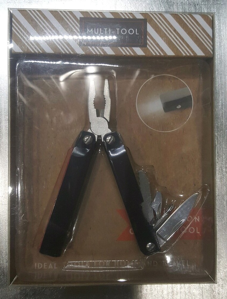 Multi functional tool:  pliers, wire cutters, screwdrivers, bottle opener, light