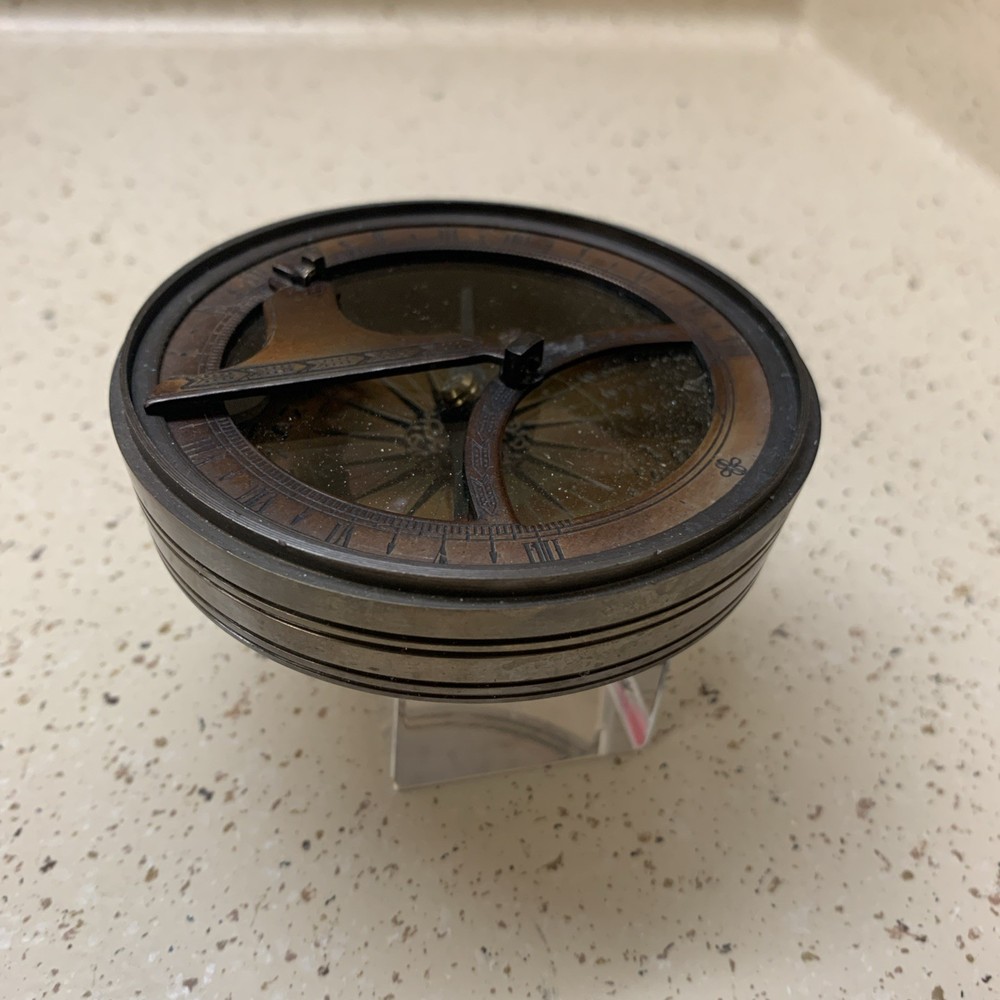 Vintage Brass Ship Navigation Sundial Compass