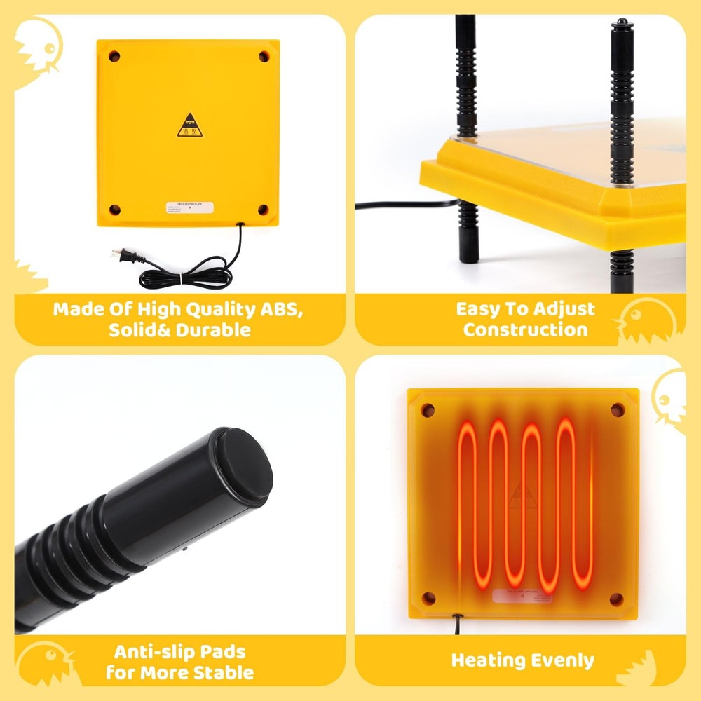 Brooder Heating Plate for Chicks Adjustable: with Bonus 12x12 Warmer with Easy