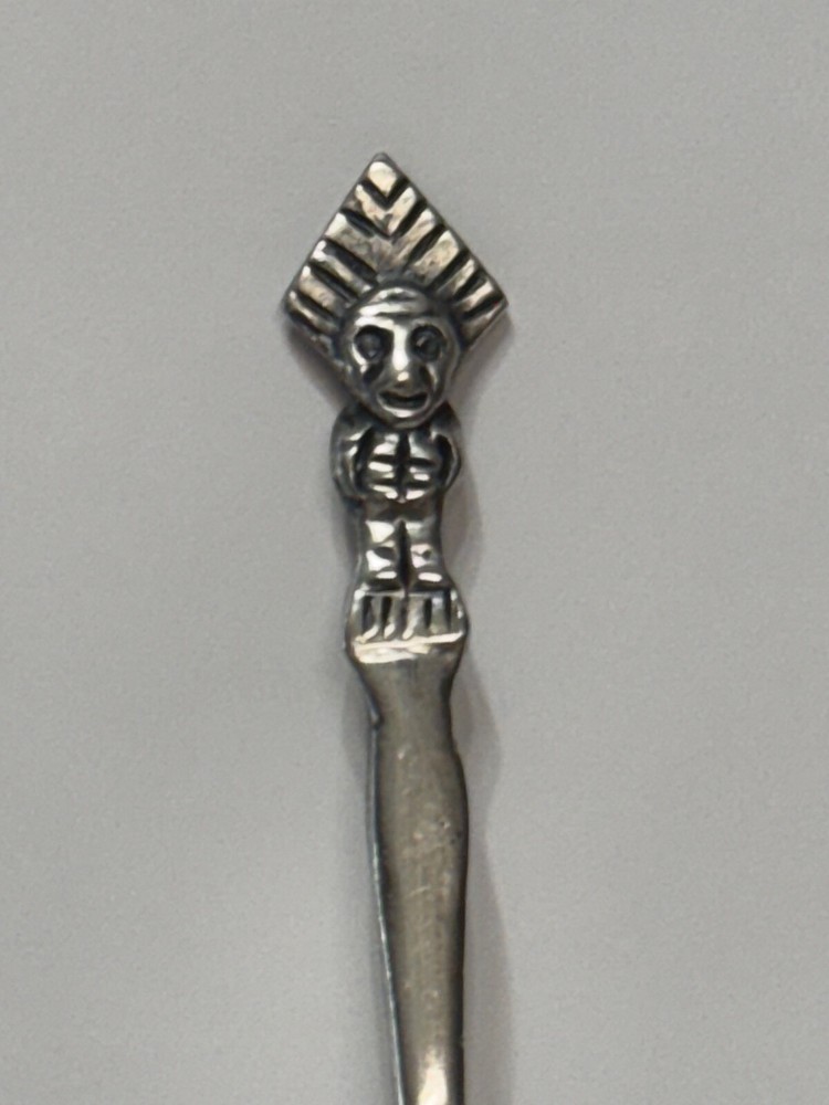 Antique 900 Silver Figural Aztec Demitasse Spoon
