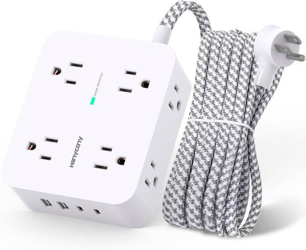 5' Surge Protector Power Strip-8 Outlets - USB & USB C Charging Ports,Multi Plug