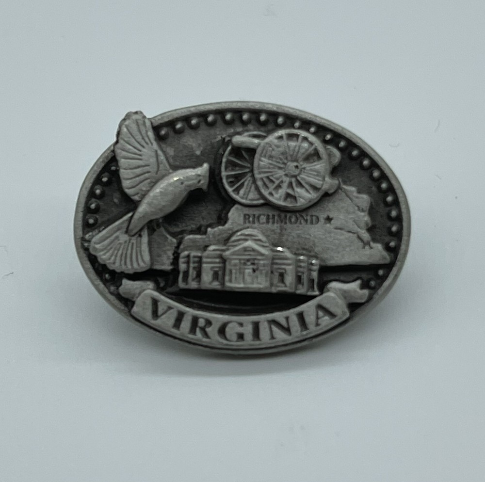 Virginia ~ Solid Pewter 1” Lapel Hat Pin ~ State Bird Cannon Made In Canada