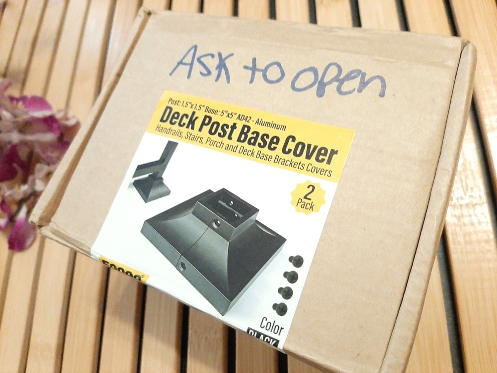 EPCEE DECK POST BASE COVERS 2 Pack Black Post 1.5" x1.5" Base 4.5" x 4.5" AD42