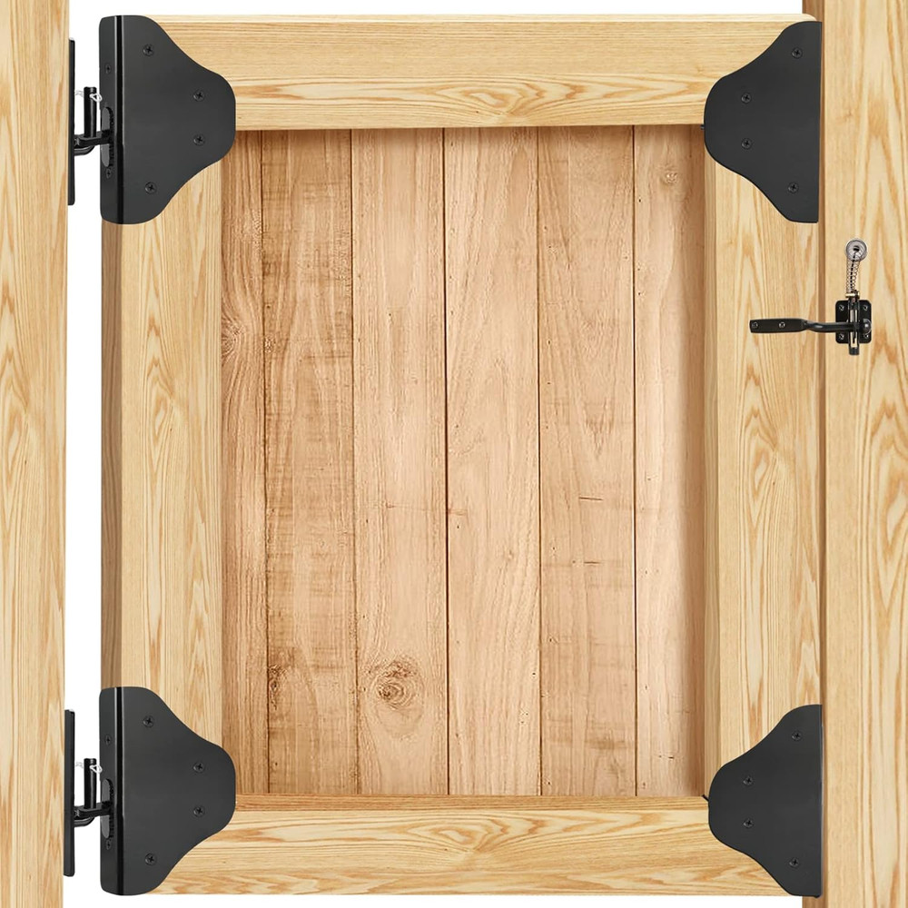 Fence Gate Kit Gate Hardware with Gate Latch - Updated 90 Degree Right Angle Gat
