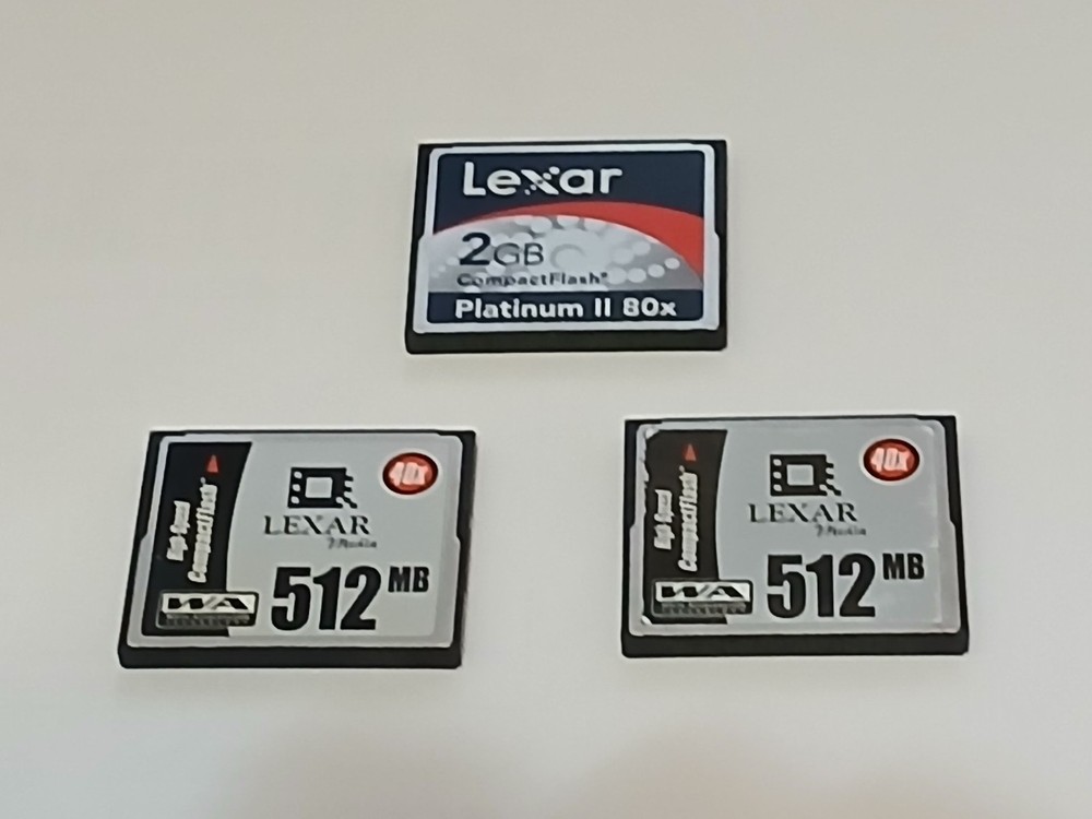 LOT OF 3 (THREE) COMPACT LEXAR FLASH CARDS
