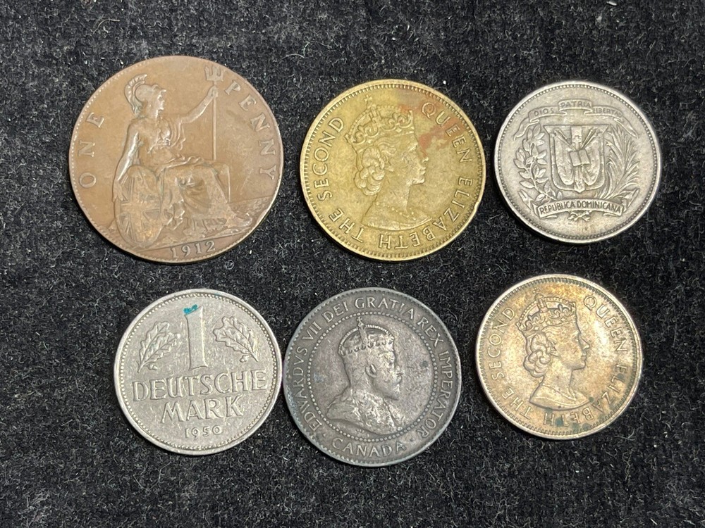Assorted 6 World Foreign Coins Lot