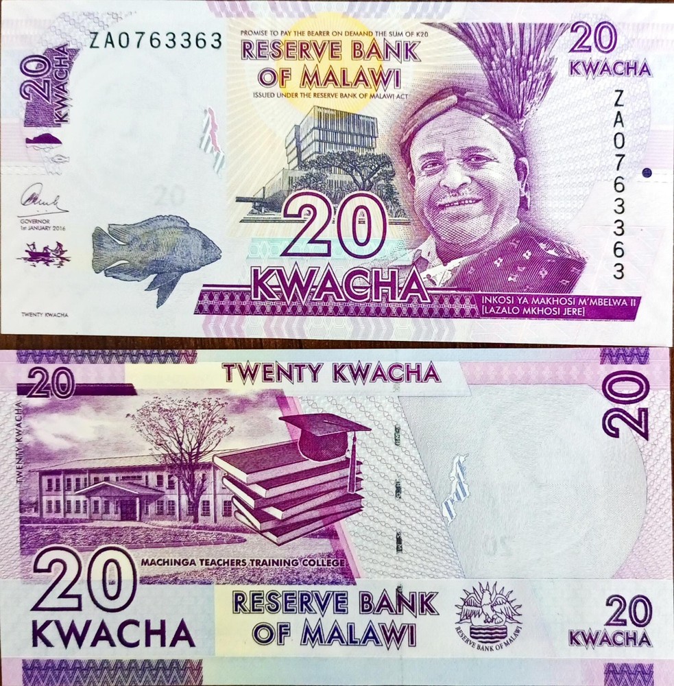 Malawi 20 Kwacha 2016 Prefix ZA Replacement UNC