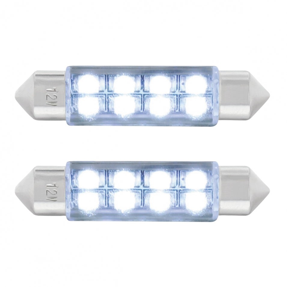 2 Pack Festoon White 8 SMD High Power LED 211-2 Light Bulb Interior Dome Light