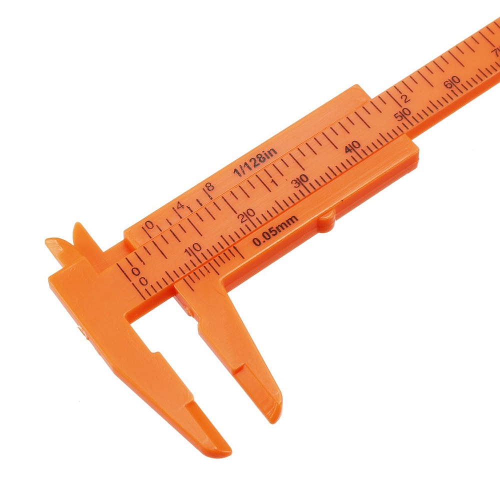 Vernier Caliper 80mm 3" Metric Mini Double Scale Plastic Ruler Measuring Tool