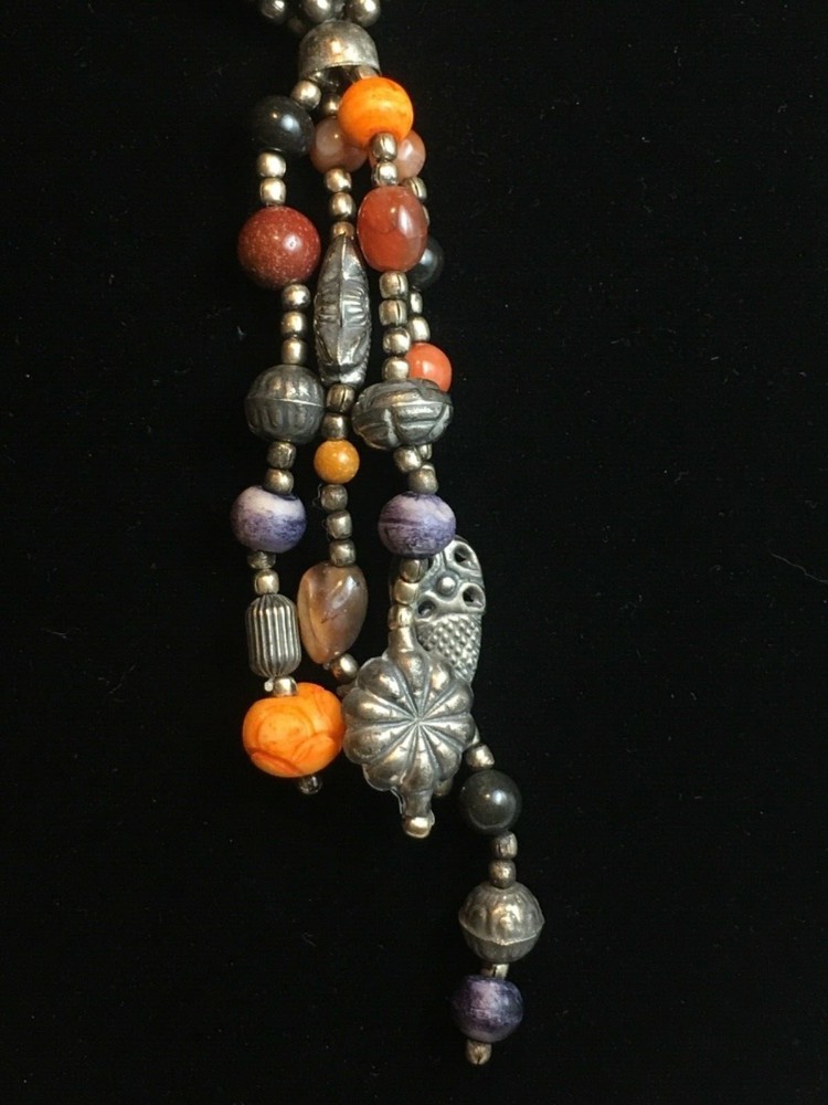 Bold Silver Bead Native American Tribal Style Artisan STATEMENT Necklace