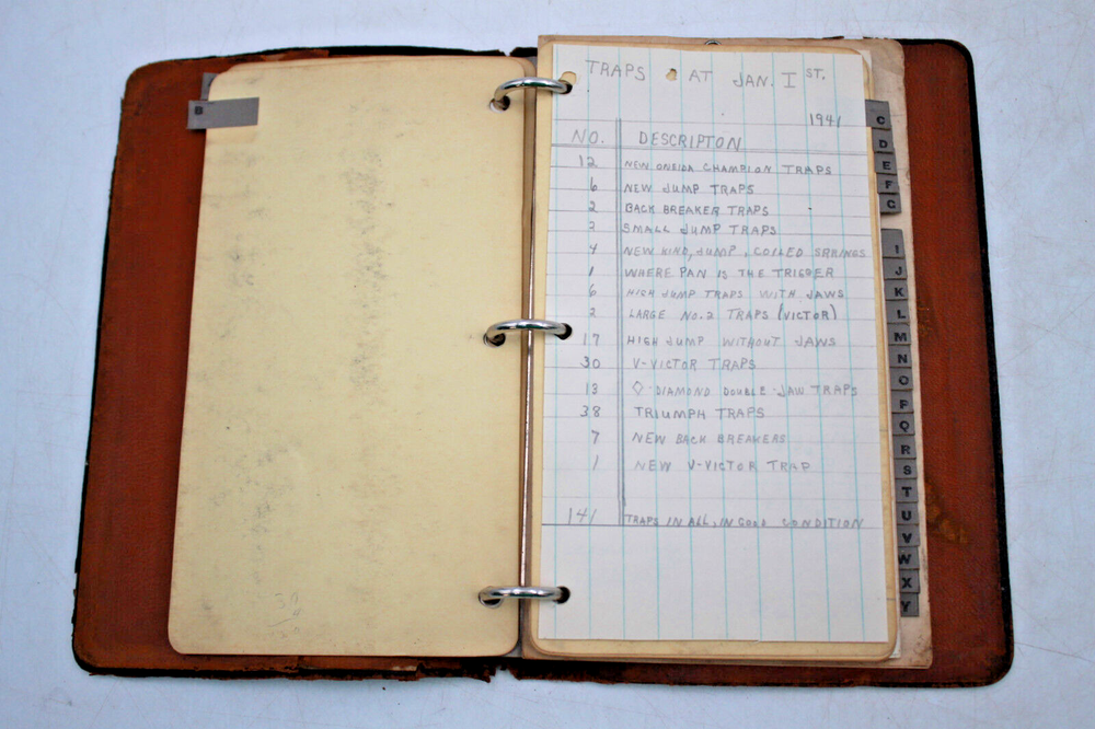 1940s 5x7" Spiral Leather Notebook Trapper Hunter Description CNY Upstate NY Exp