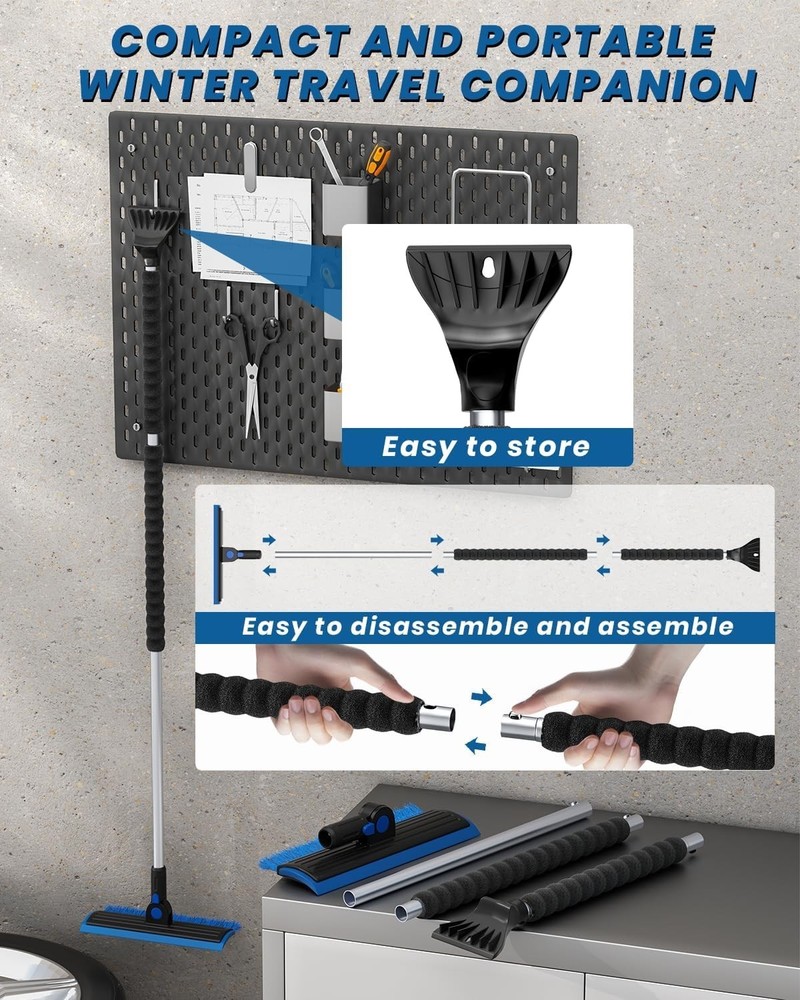 2025 Extra Long 55.7" Ice Scrapers for Car Windshield Multi-Functional Detach...