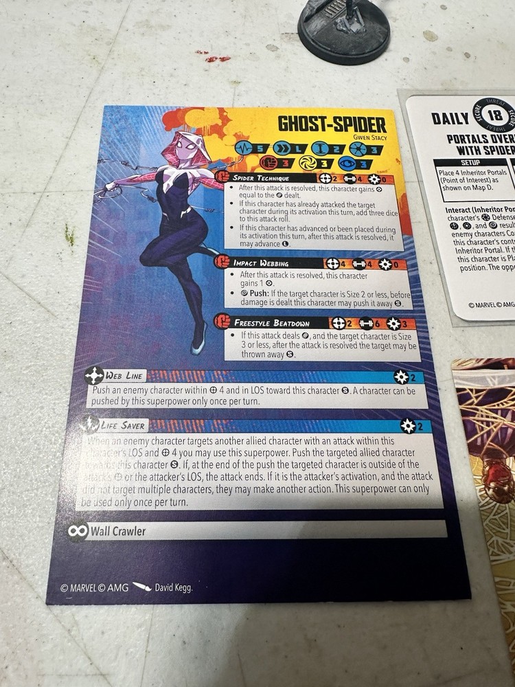 GHOST-SPIDER Marvel Crisis Protocol Painted With cards