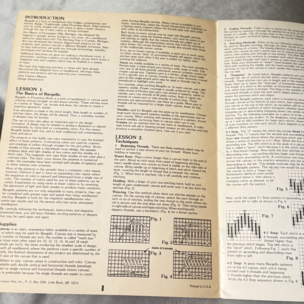 Bargello Basics Leisure Arts 5 projects 13 patterns Florentine Work By Ann Meyer