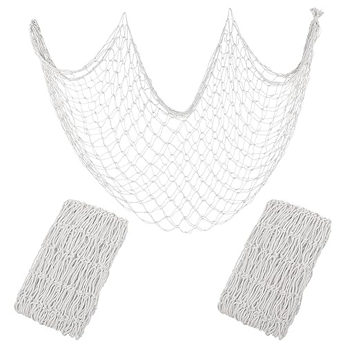 2 Pack Fish Net Decorations for Party Off White