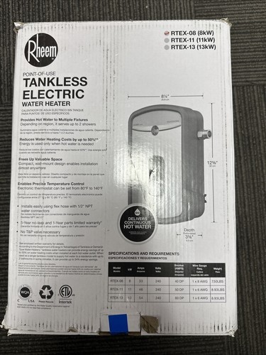 OEM Rheem RTEX-08 Tankless Electric Water Heater