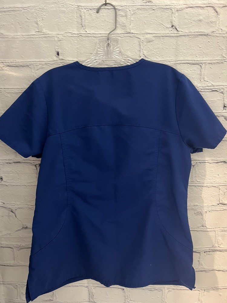 Unbranded Solid Blue V-Neck Scrub Top STRETCH Women's Size Small