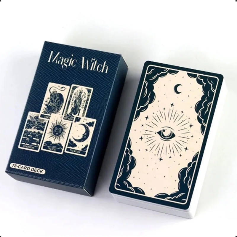 Magic Witch Tarot Deck 78 Cards Minimal Dark Line Art Divination Game