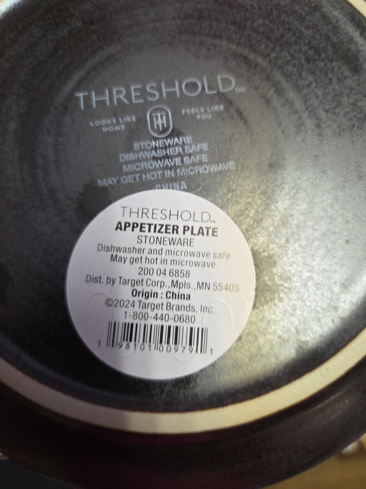 New Threshold Spider Halloween Black & White Stoneware Appetizer Plate 6"