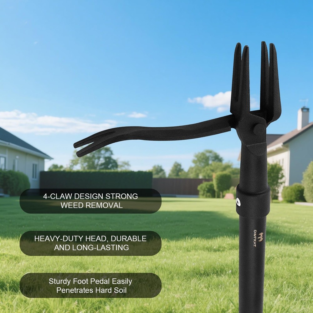 DWFKHT Weed Puller Tool - Stand Up Heavy Duty Weeding with Carbon Black