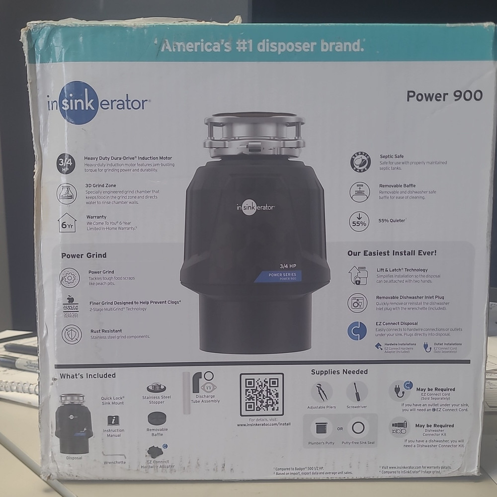 InSinkErator Power 900 Garbage Disposal 3/4 HP Continuous Feed, Noise Insulation