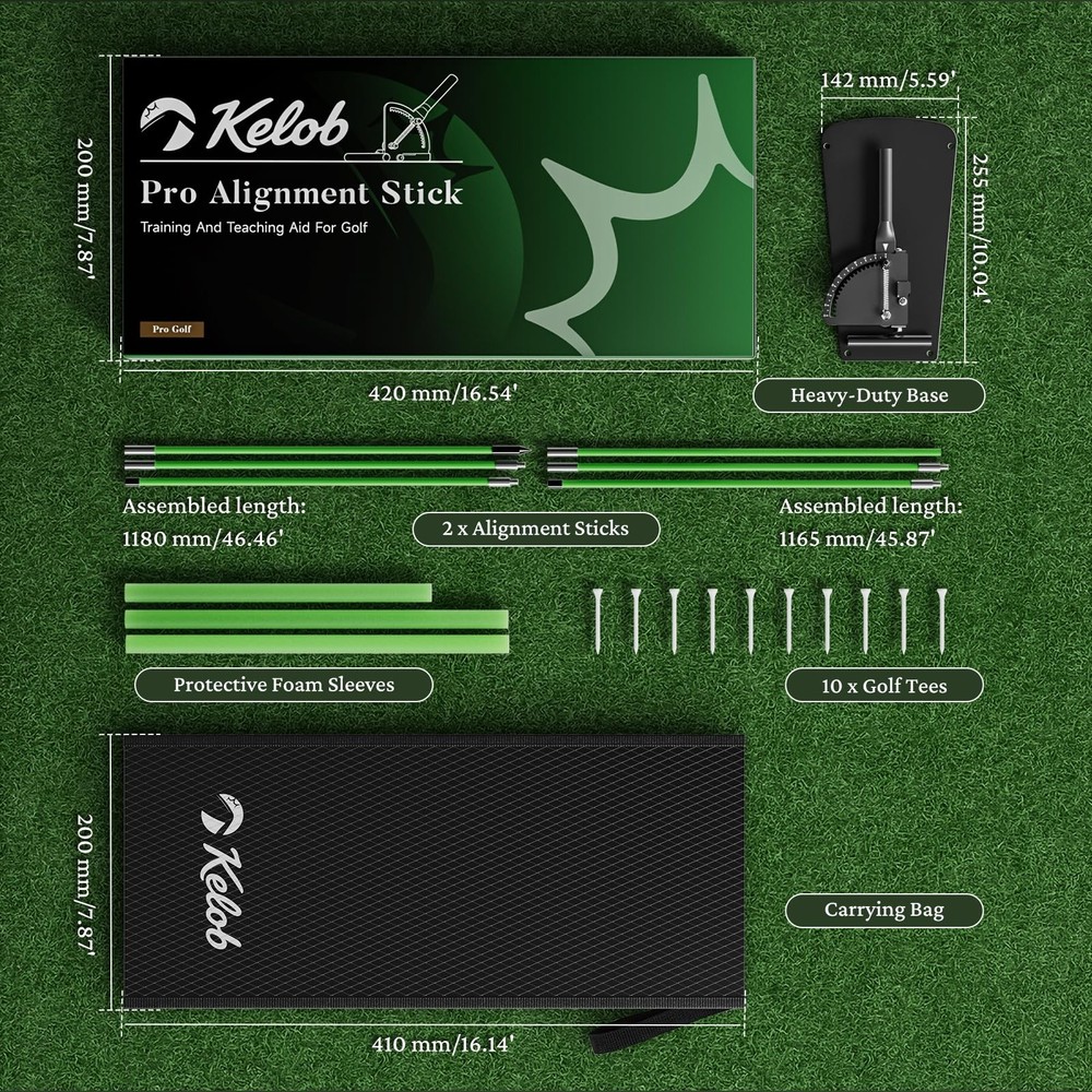 [Upgraded] Golf Alignment Sticks Holder with Angle Adjustment, Metal Base, De...