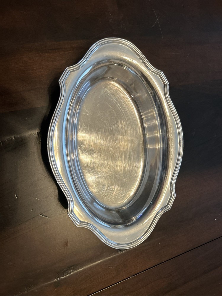 Vintage Silver 10” Oval Dish