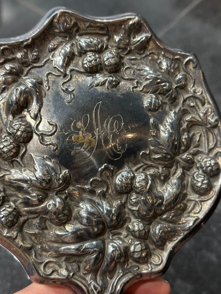 Antique Hand Mirror Vanity Acorn Pinecone