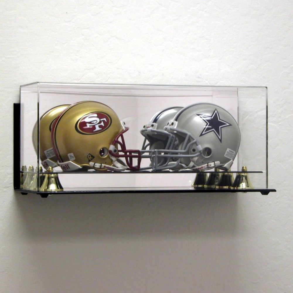 DELUXE ACRYLIC DOUBLE MINI HELMET DISPLAY CASE - WALL MOUNTABLE